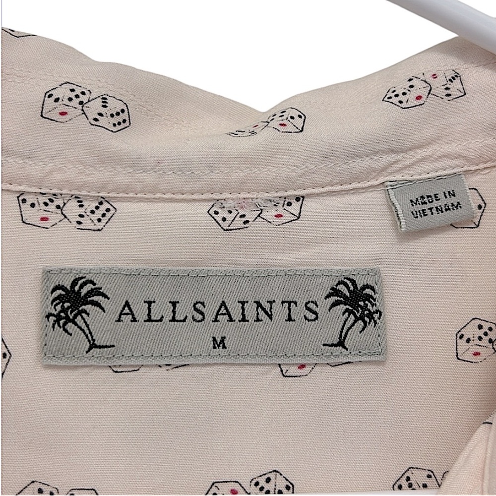 🔥SOLD🔥NOT FOR SALEAll Saints Peach Snakeyes Camp Shirt HTF Slim Fit Short Sleeve - Picture 2 of 12